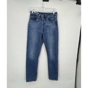 Levis 501 Button Fly Straight Leg Blue Jeans Womens Sz 26 High Rise Original Fit